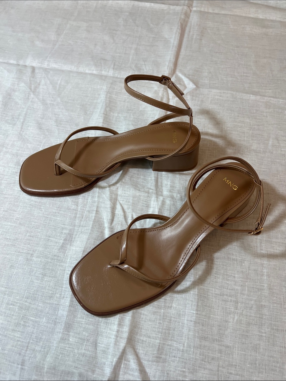 Mango Brown Square-Toe Ankle Strap Block Heel Sandals. Size 9. (40EU). NWOB - Picture 3 of 6